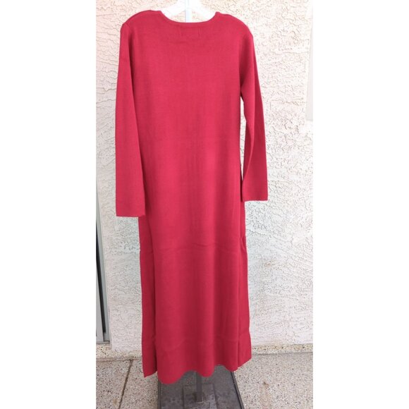 Vtg Linea Louis Dell Olio Womens Size Small Red Long Stretch Pullover Dress - Picture 10 of 10